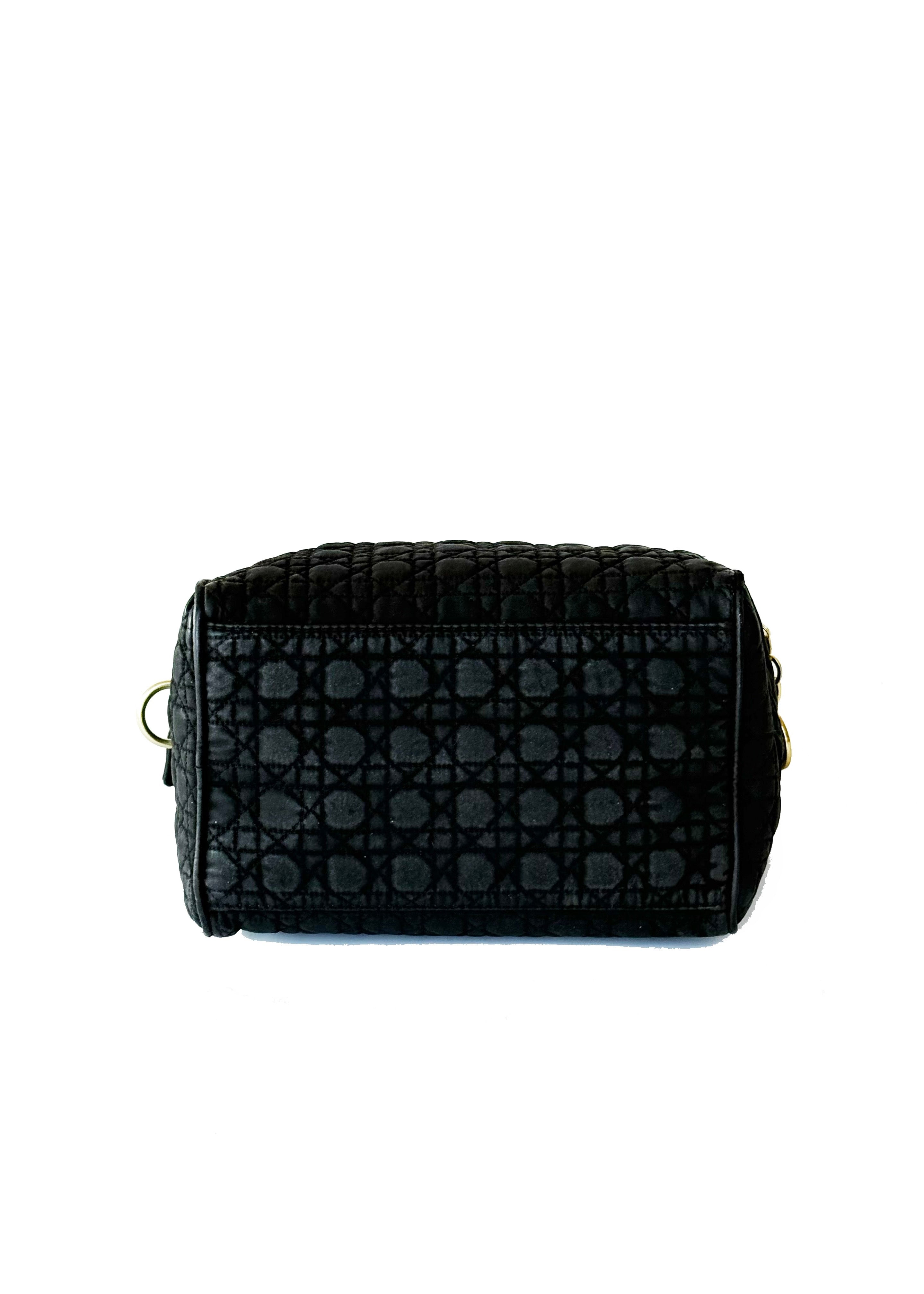 Dior Cannage Boston Black Nylon Bag