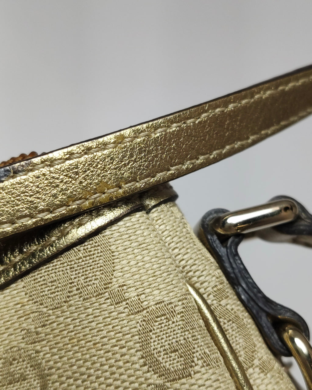 Gucci Double G Monogram Canvas Shoulder Bag