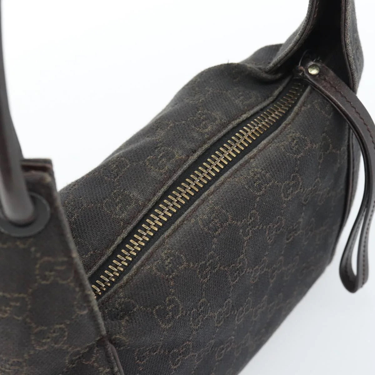 Gucci Canvas Hand Bag Dark Brown