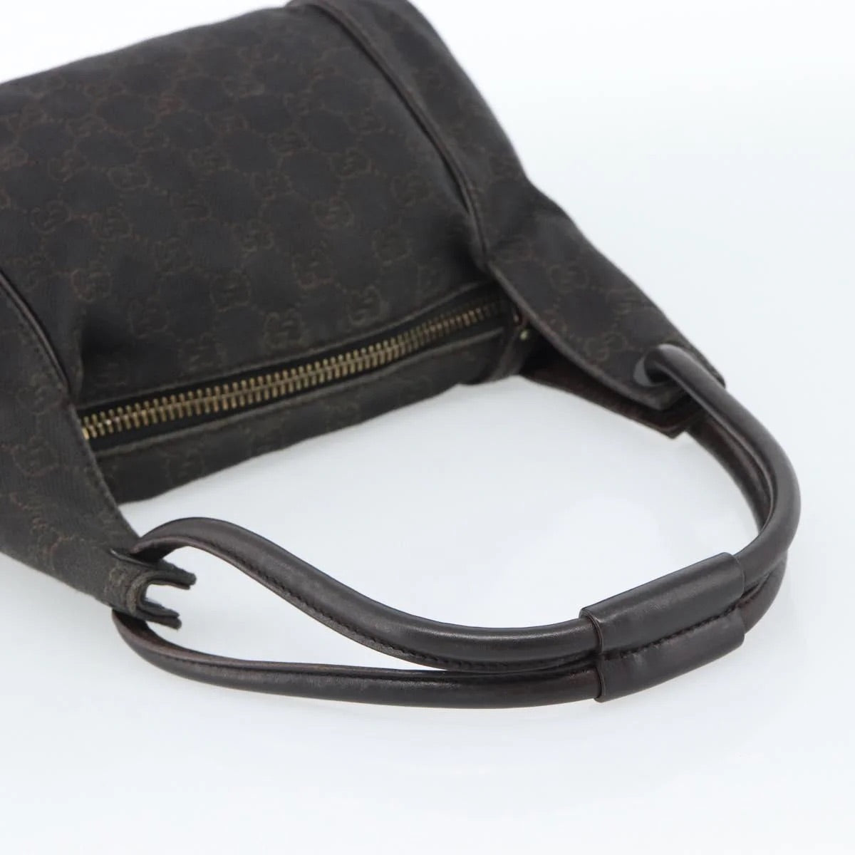 Gucci Canvas Hand Bag Dark Brown
