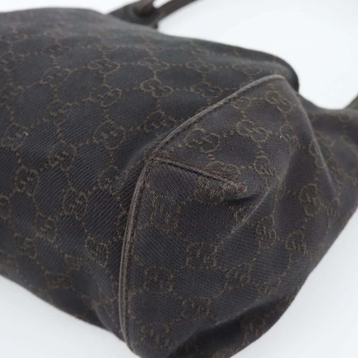 Gucci Canvas Hand Bag Dark Brown
