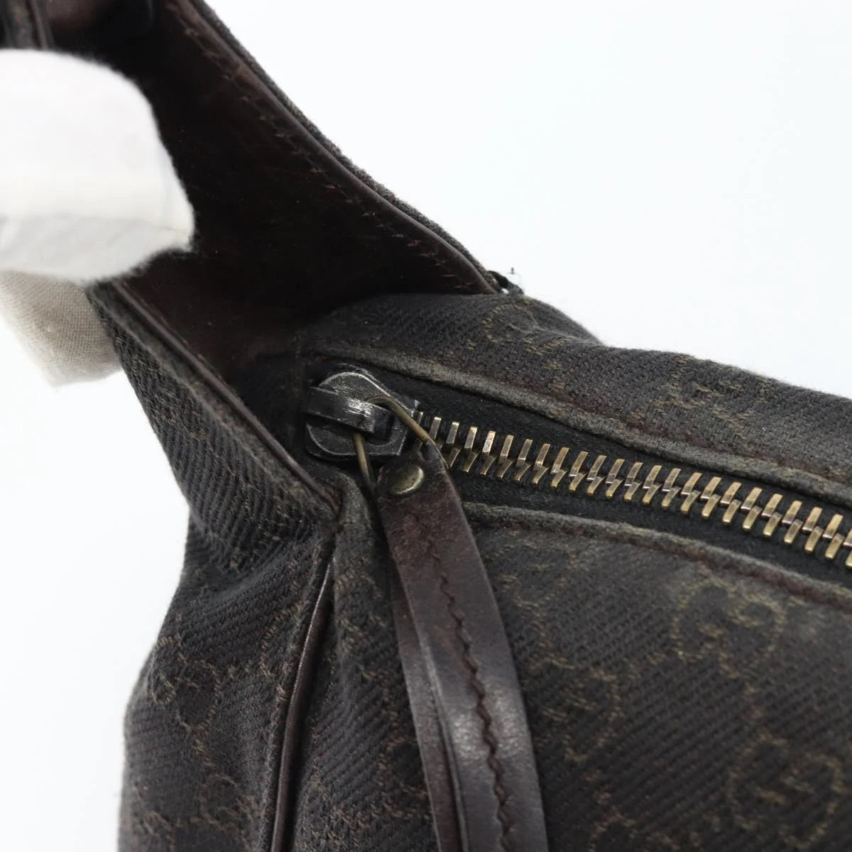 Gucci Canvas Hand Bag Dark Brown