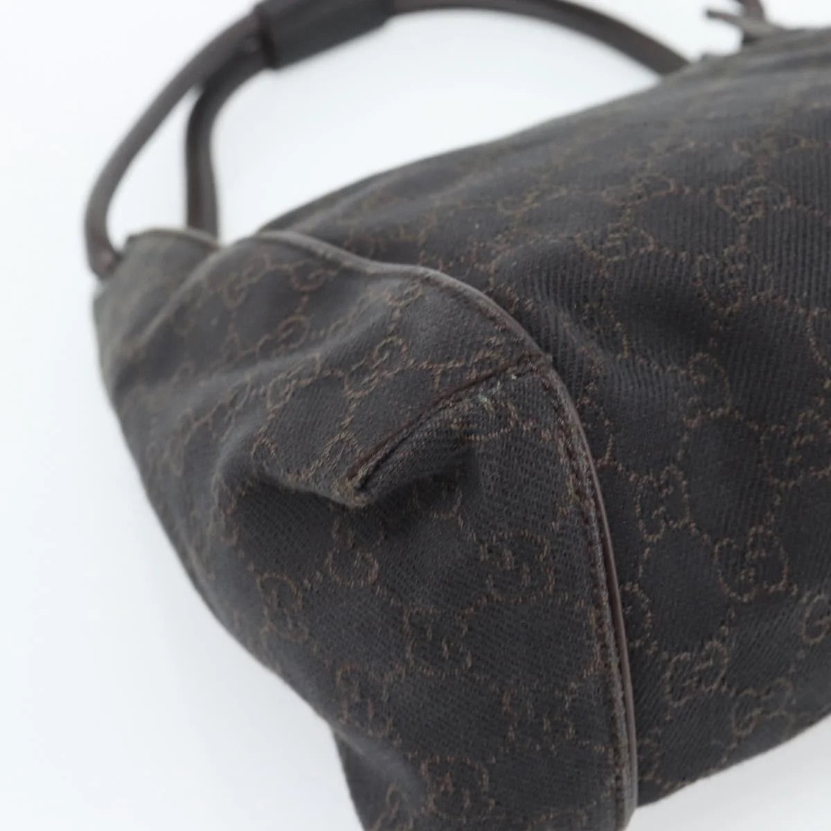Gucci Canvas Hand Bag Dark Brown