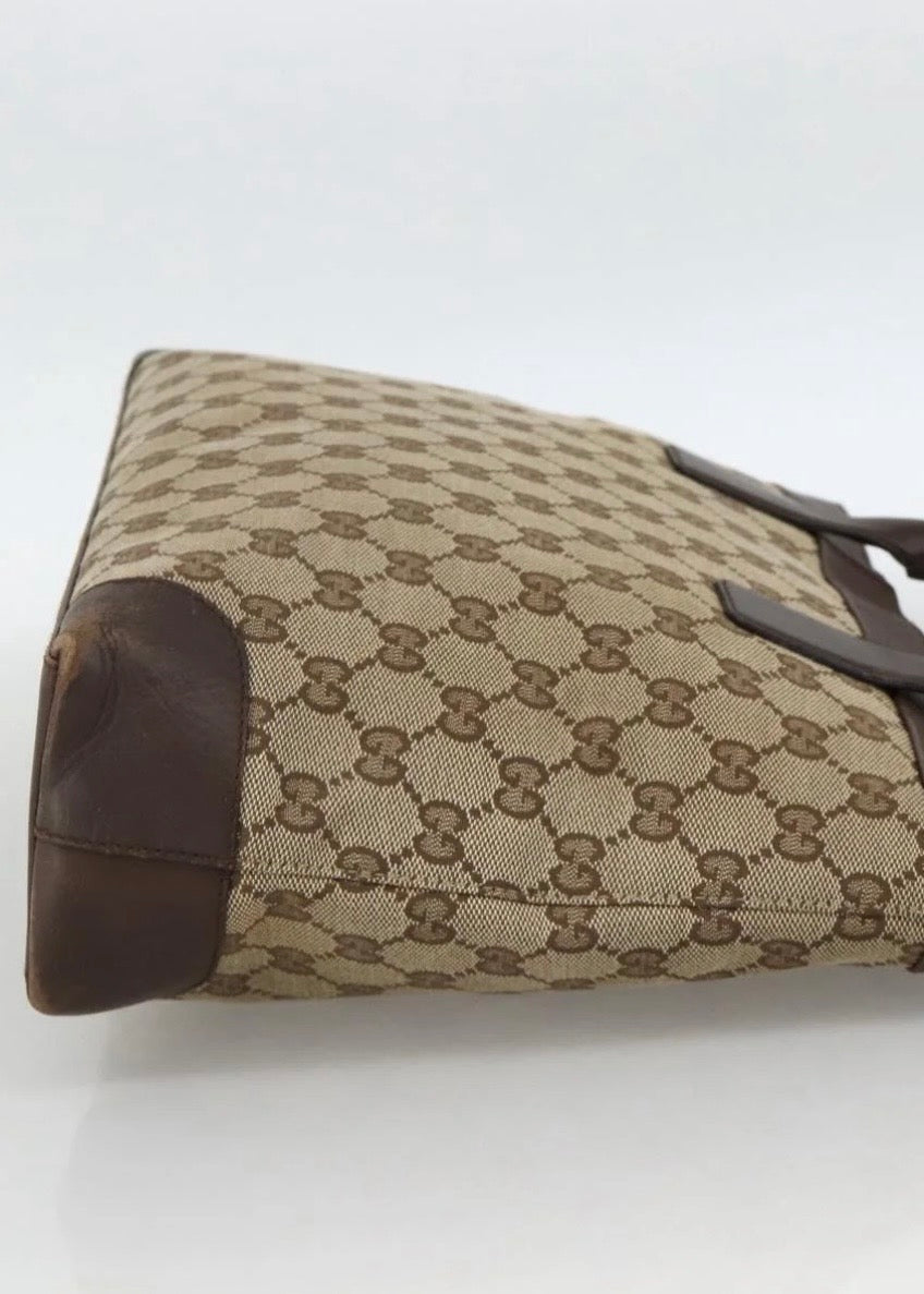 Gucci Canvas Hand Bag Beige