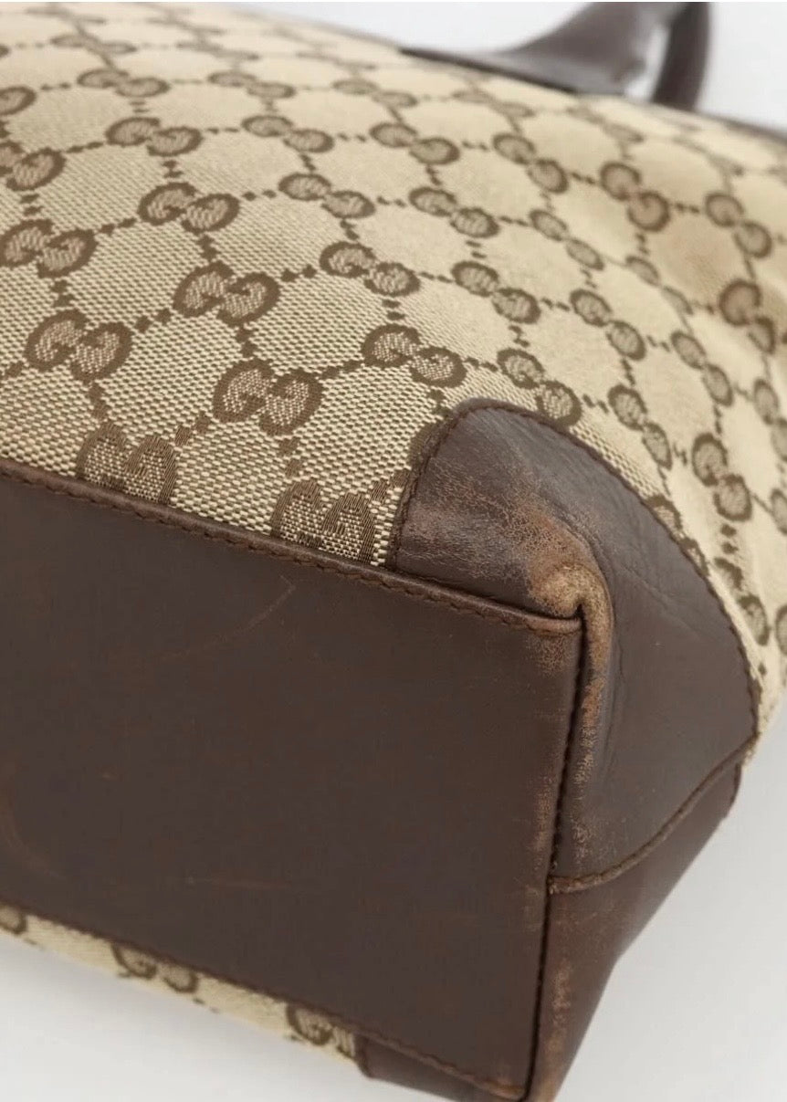 Gucci Canvas Hand Bag Beige