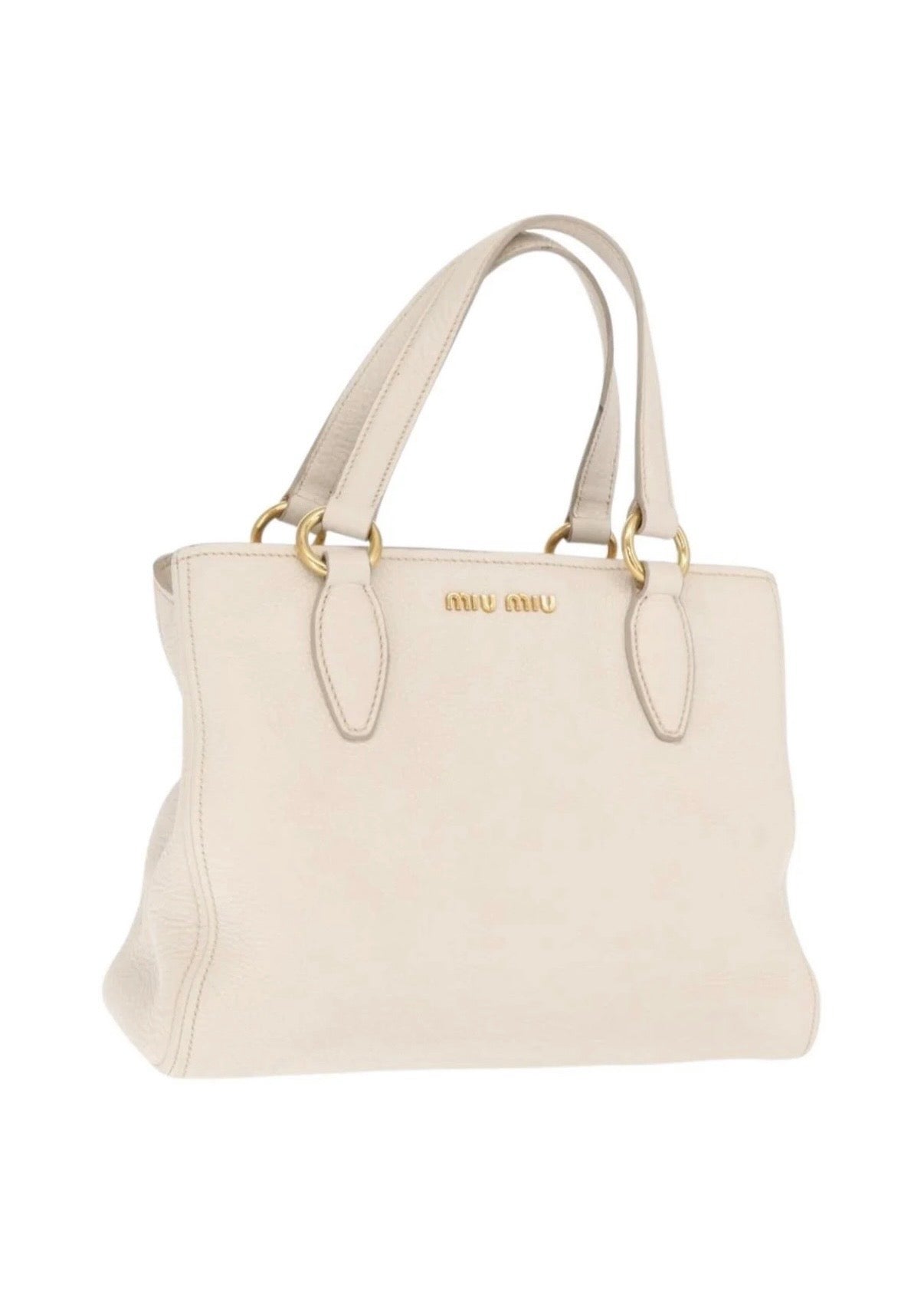 Miu Miu Hand Bag Leather White Gold
