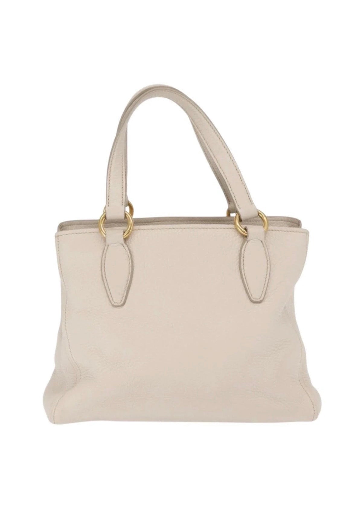 Miu Miu Hand Bag Leather White Gold