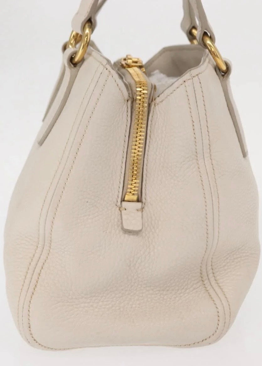 Miu Miu Hand Bag Leather White Gold