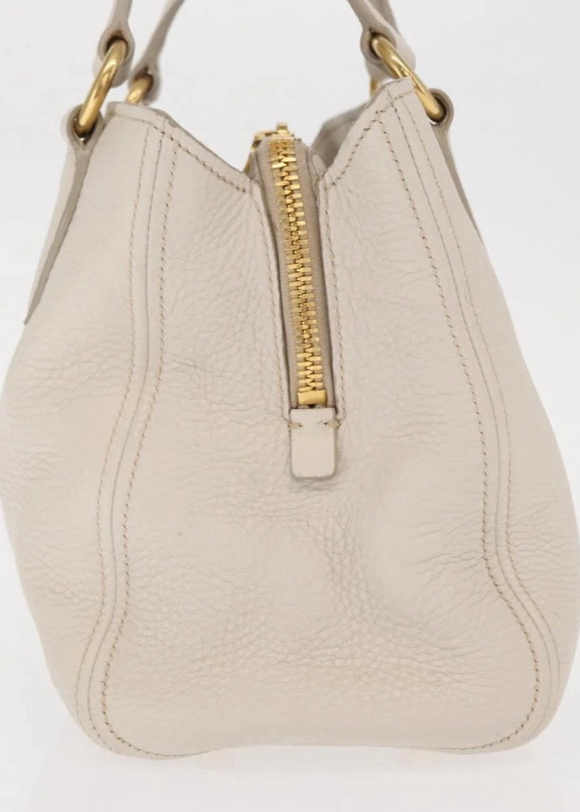 Miu Miu Hand Bag Leather White Gold