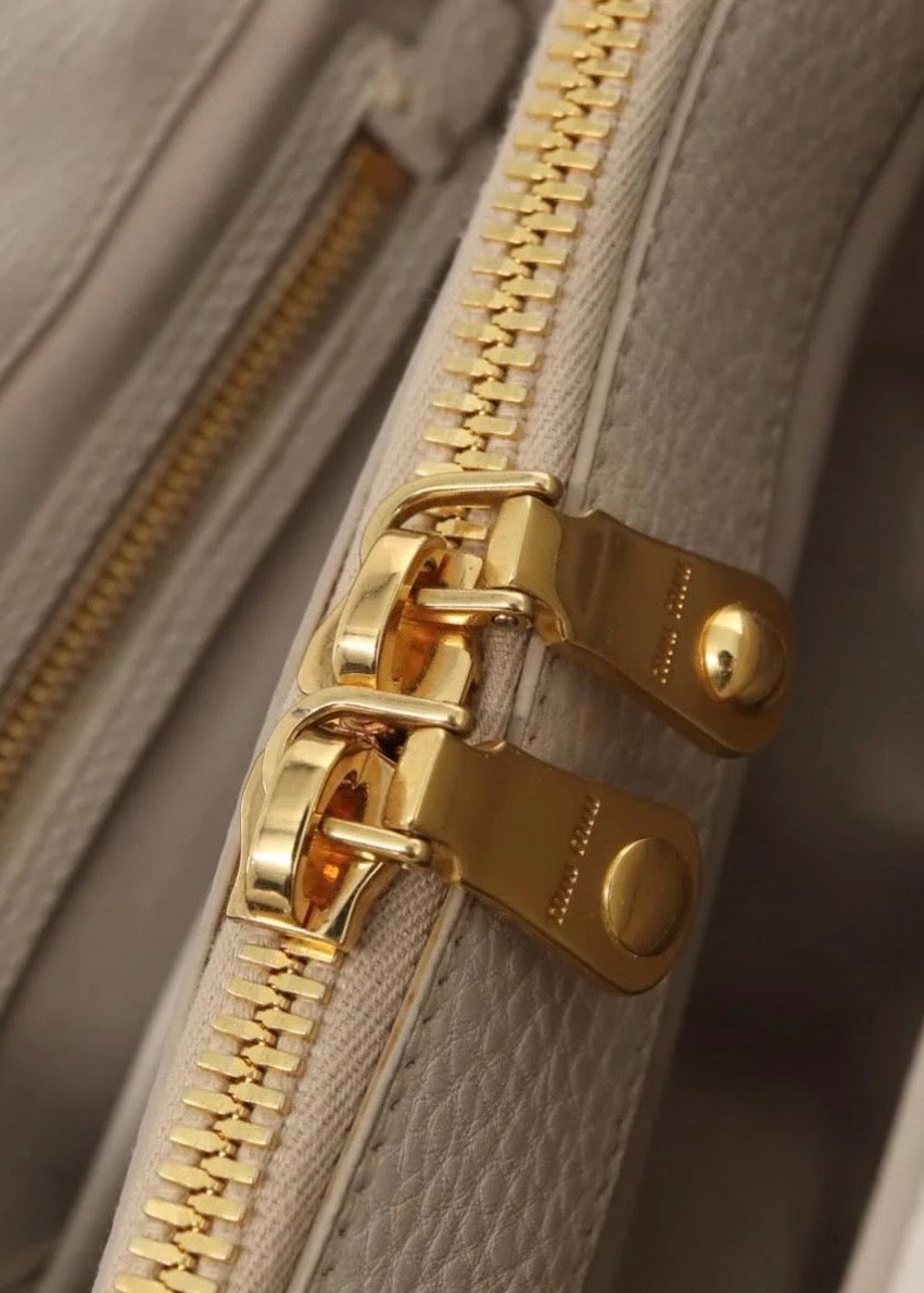 Miu Miu Hand Bag Leather White Gold