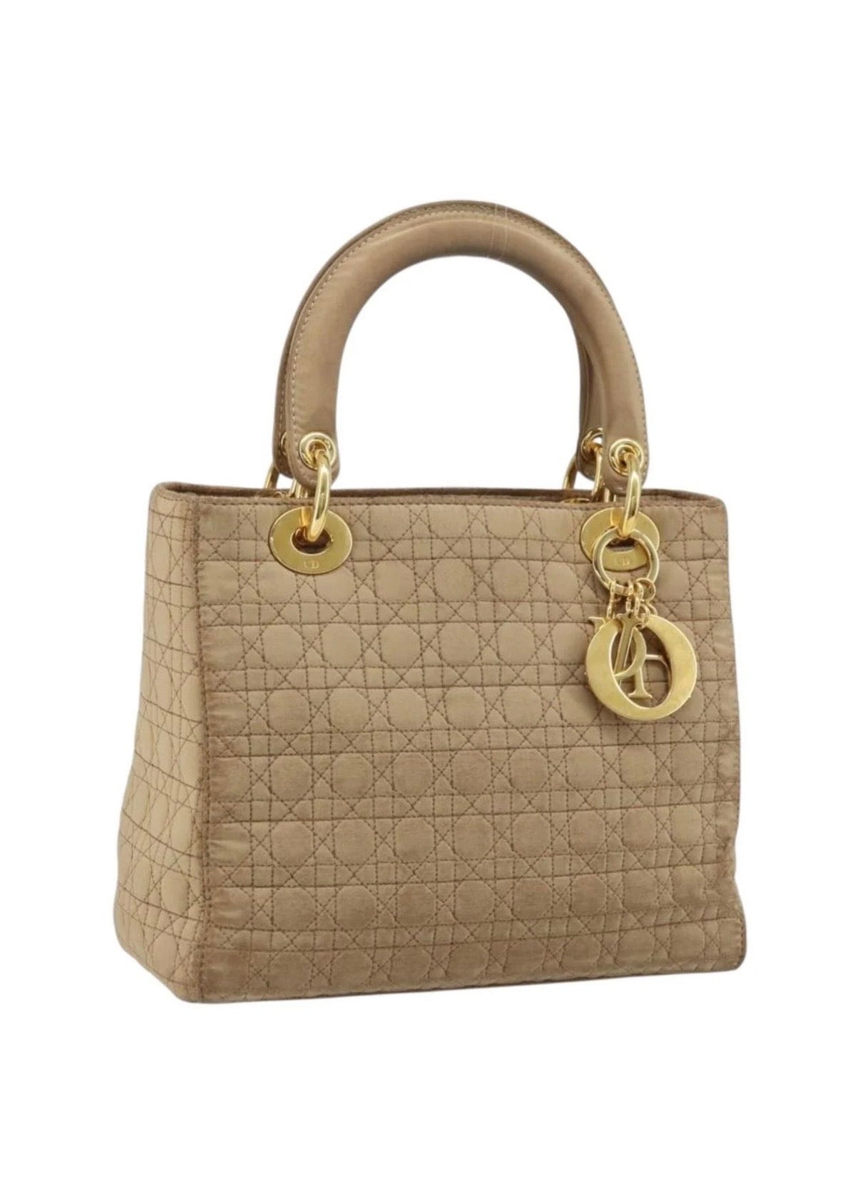 Lady Dior Hand Bag Nylon Beige