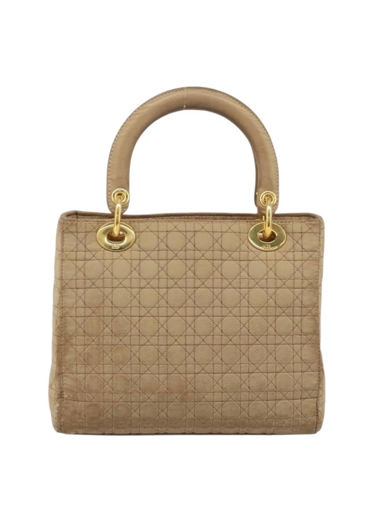 Lady Dior Hand Bag Nylon Beige