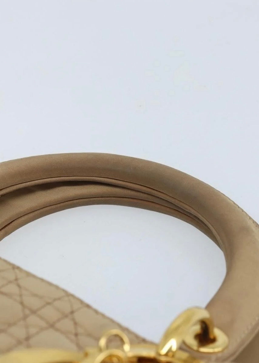 Lady Dior Hand Bag Nylon Beige