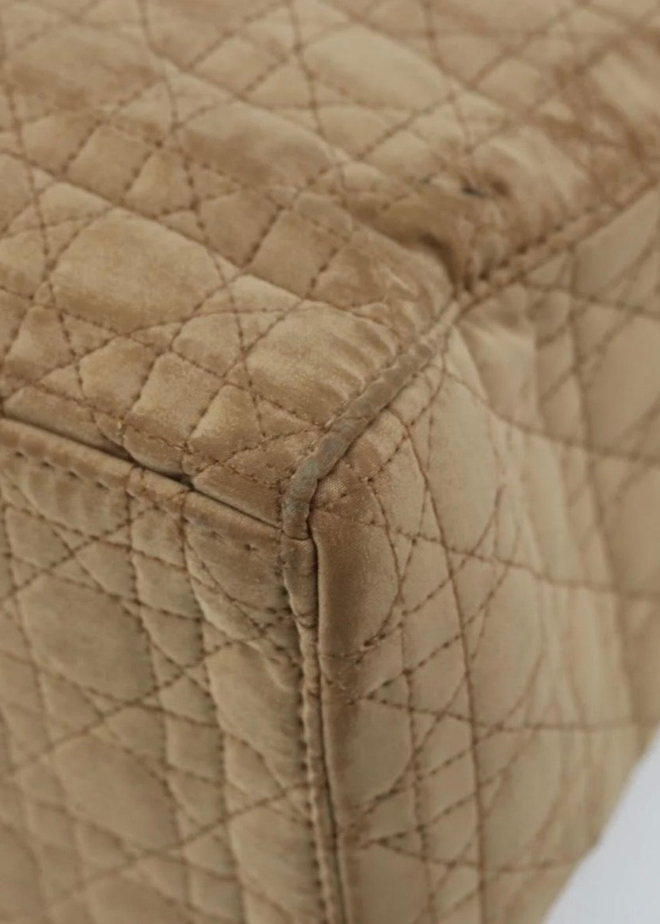 Lady Dior Hand Bag Nylon Beige