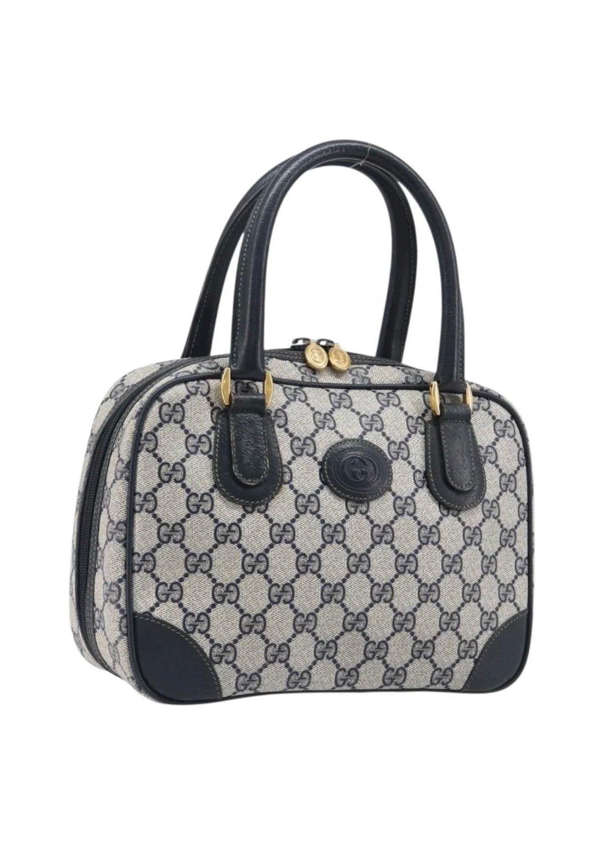 Gucci Supreme Hand Bag Navy Gold