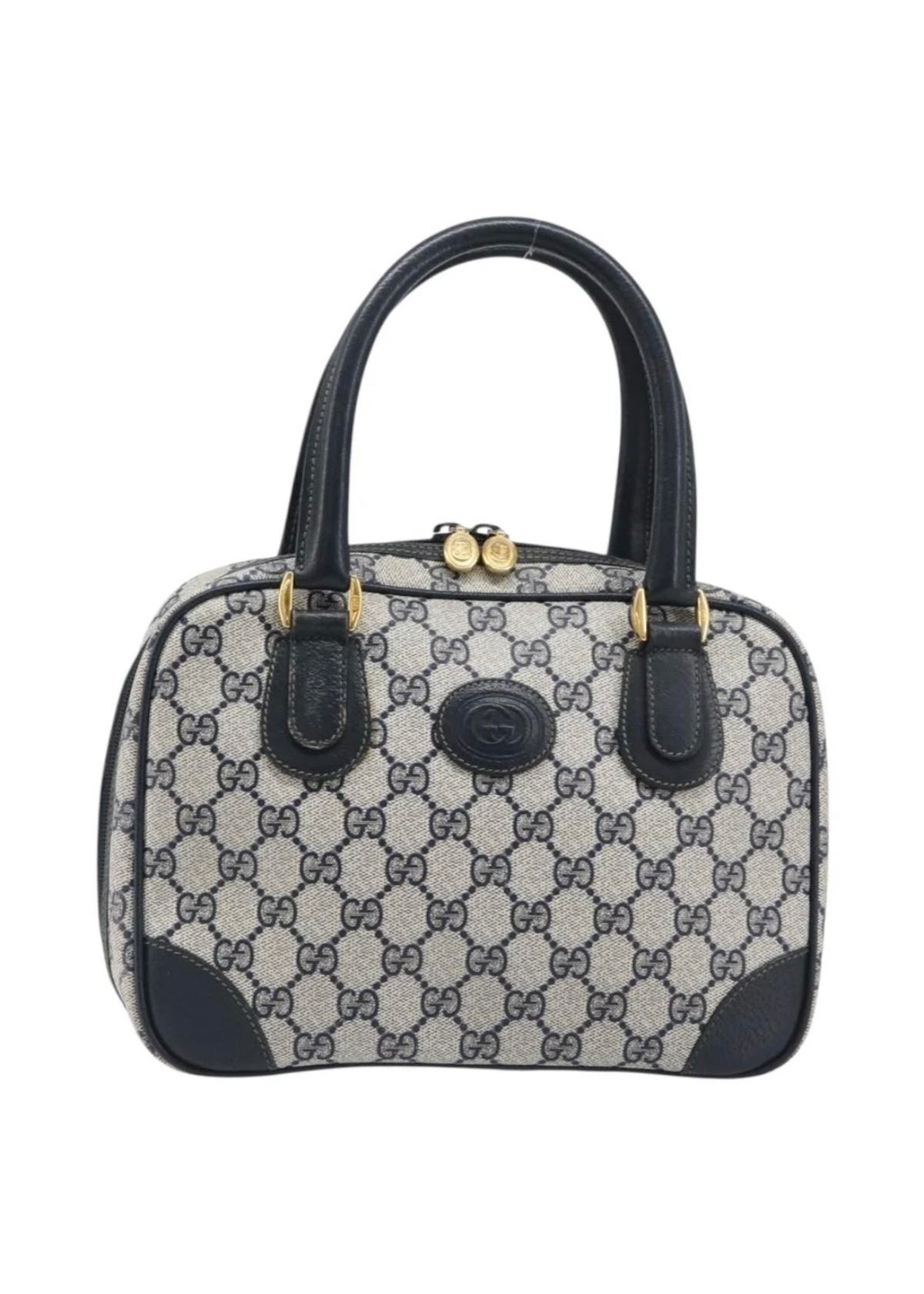 Gucci Supreme Hand Bag Navy Gold