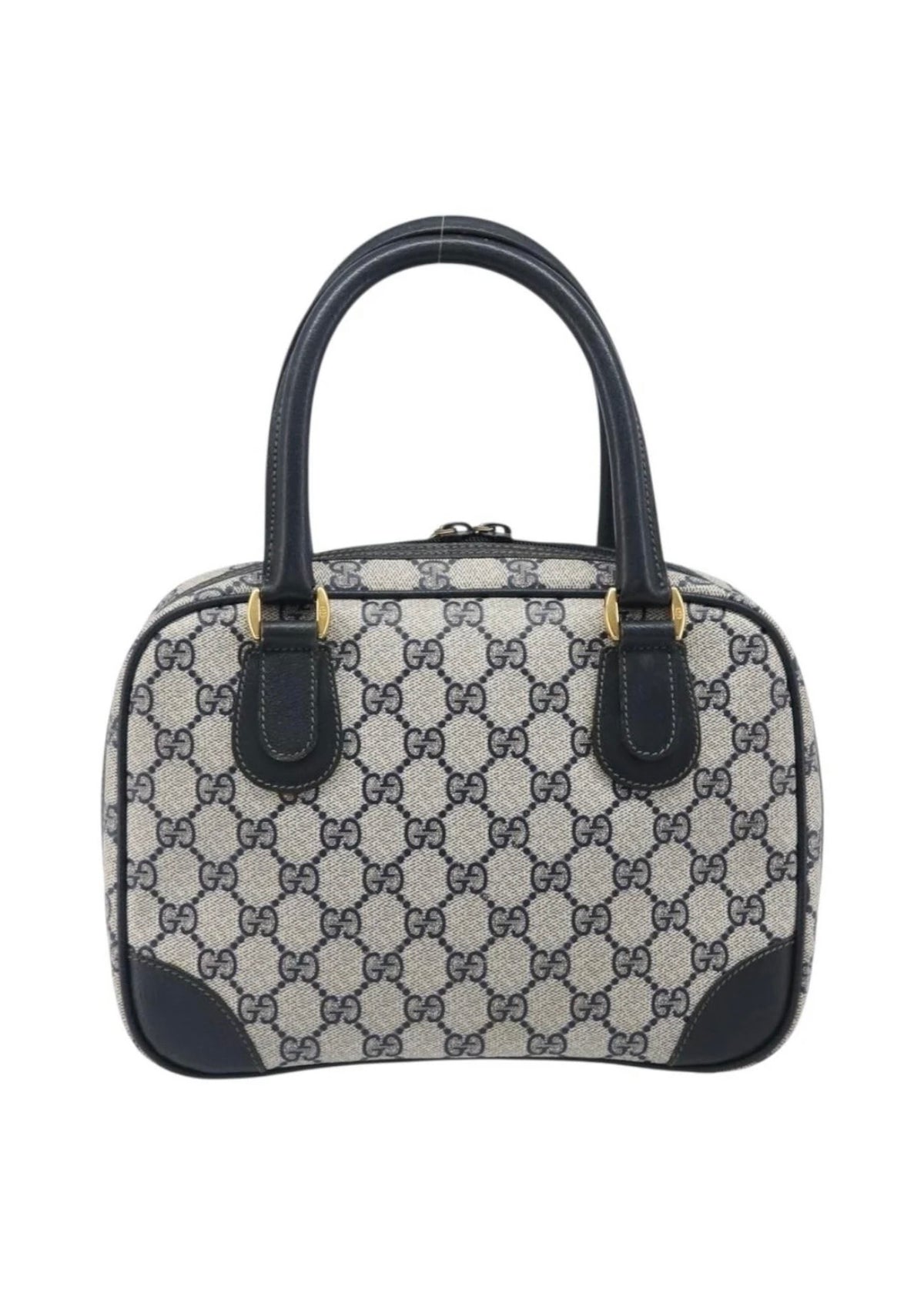 Gucci Supreme Hand Bag Navy Gold