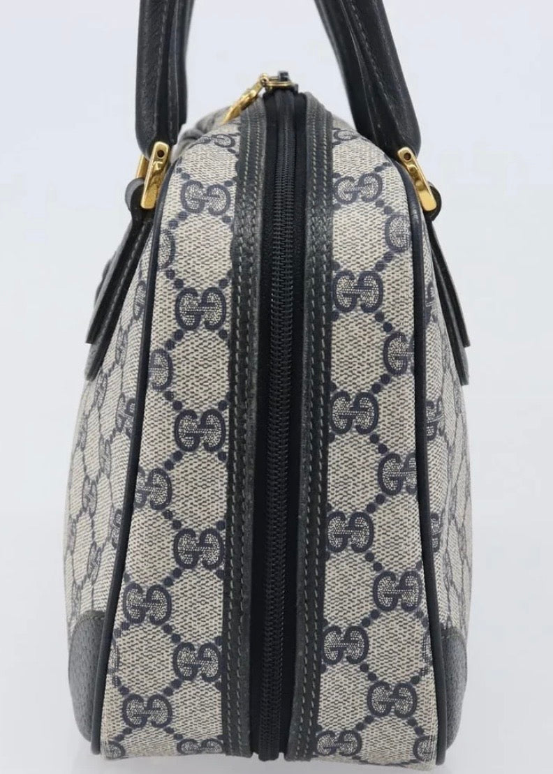 Gucci Supreme Hand Bag Navy Gold