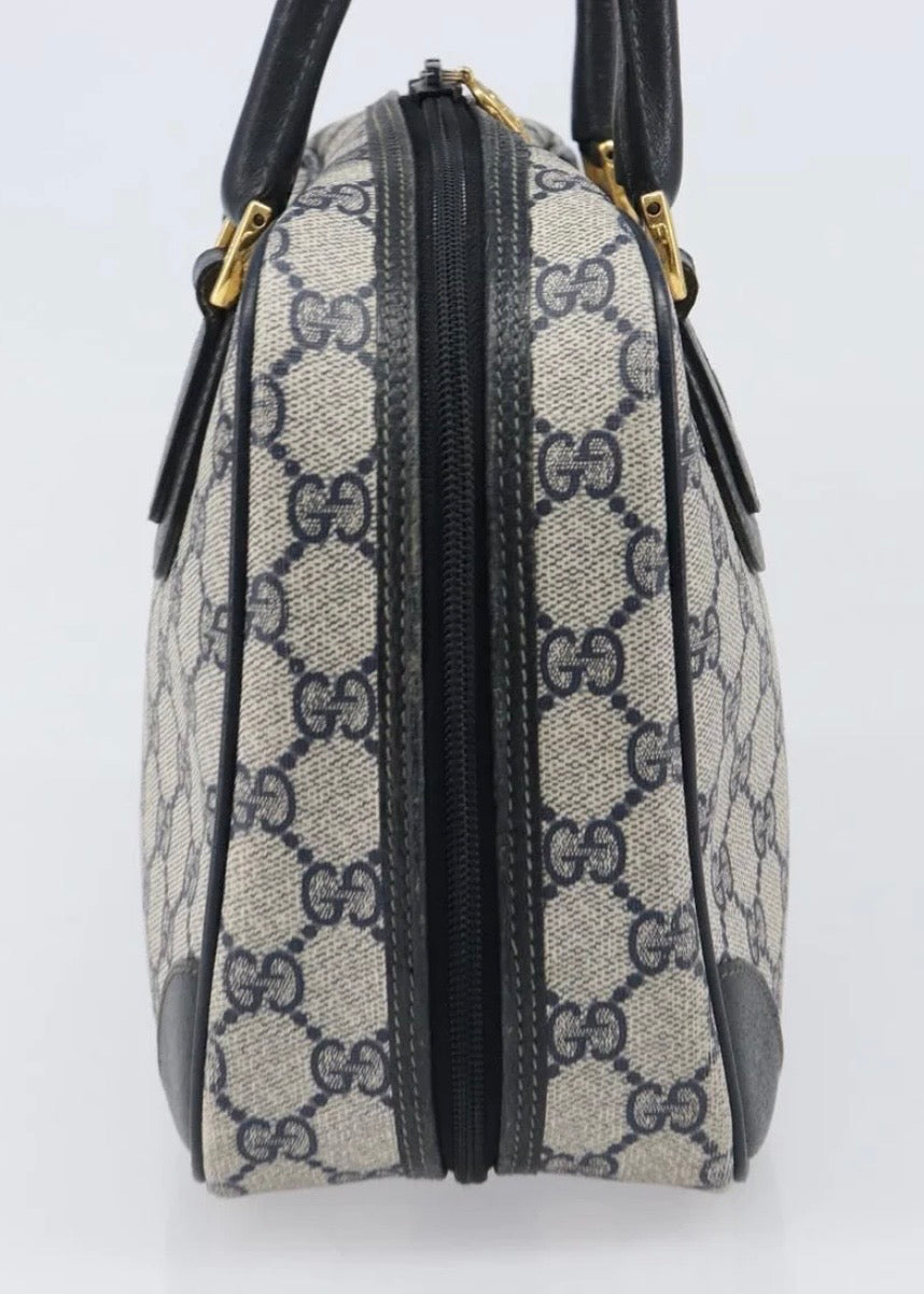 Gucci Supreme Hand Bag Navy Gold