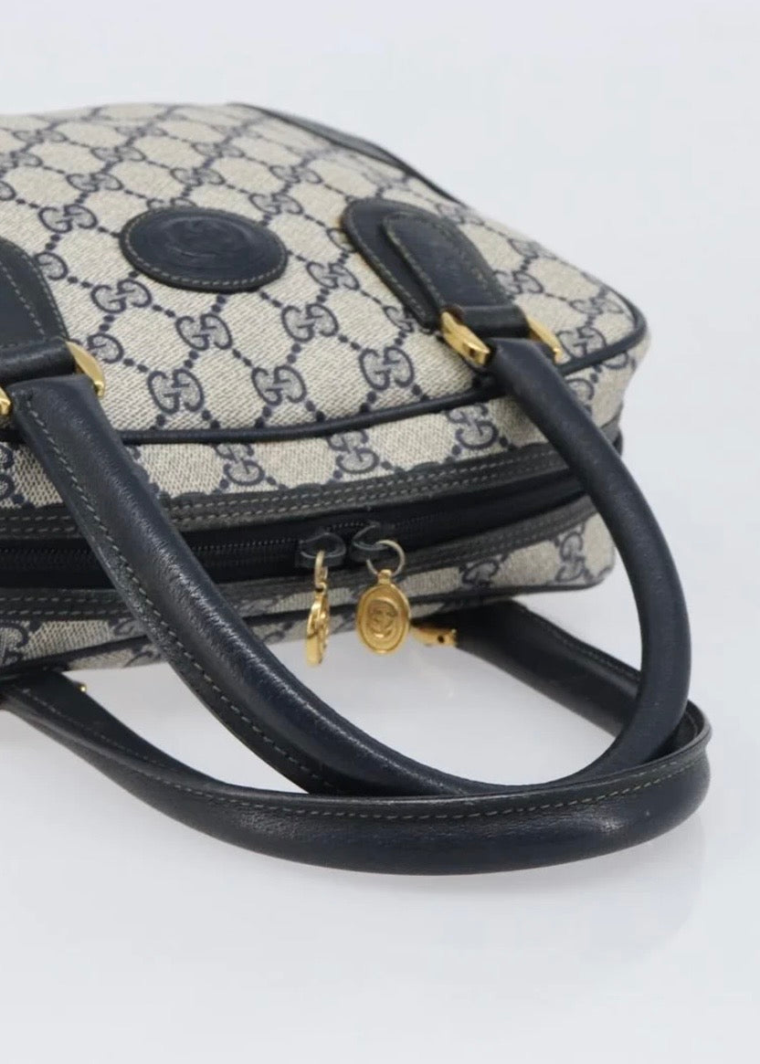 Gucci Supreme Hand Bag Navy Gold
