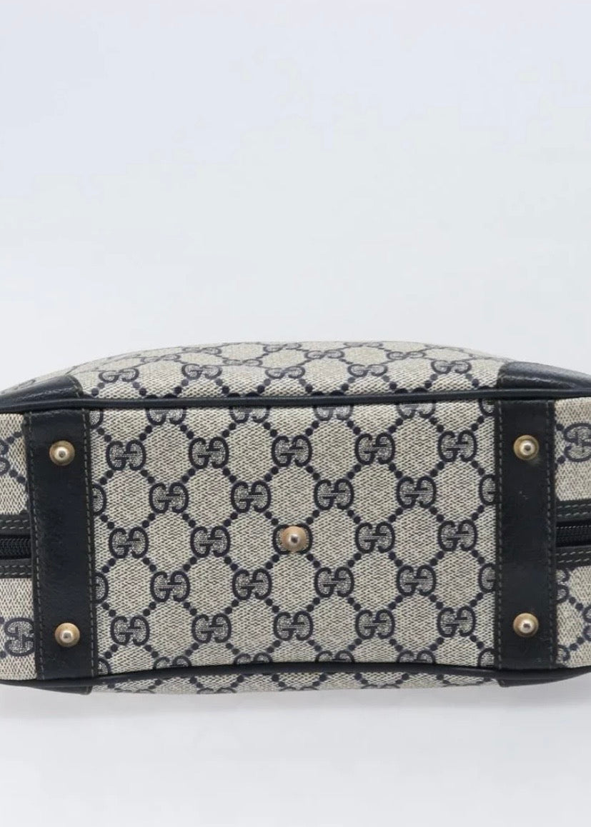 Gucci Supreme Hand Bag Navy Gold