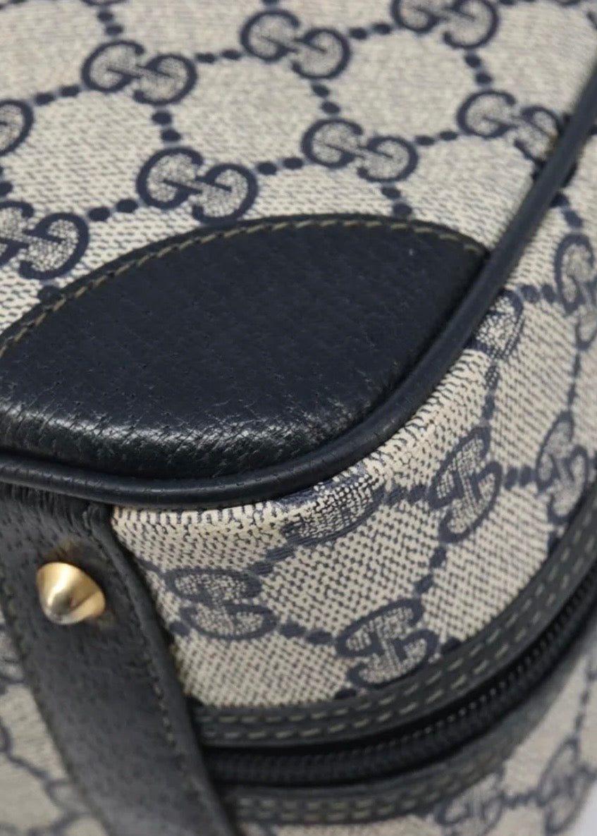 Gucci Supreme Hand Bag Navy Gold
