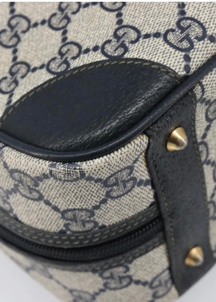 Gucci Supreme Hand Bag Navy Gold