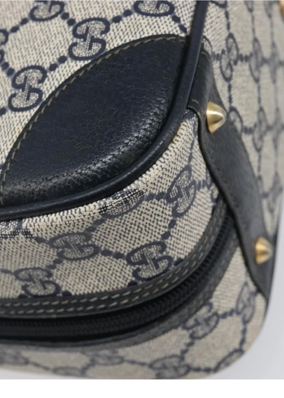 Gucci Supreme Hand Bag Navy Gold