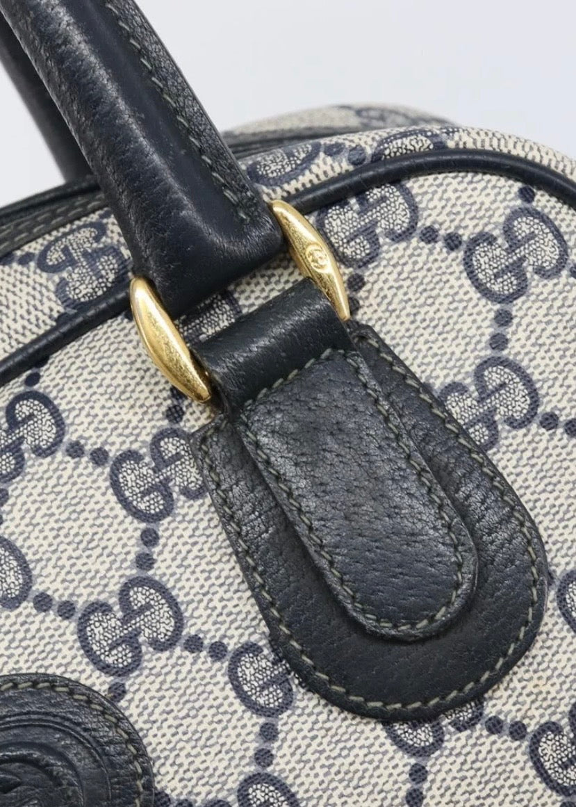 Gucci Supreme Hand Bag Navy Gold