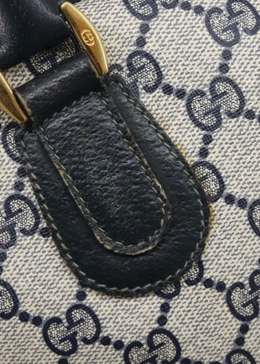 Gucci Supreme Hand Bag Navy Gold