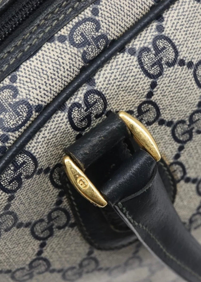 Gucci Supreme Hand Bag Navy Gold