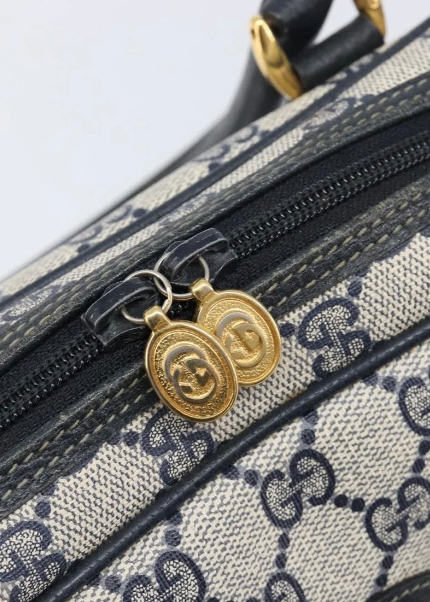 Gucci Supreme Hand Bag Navy Gold