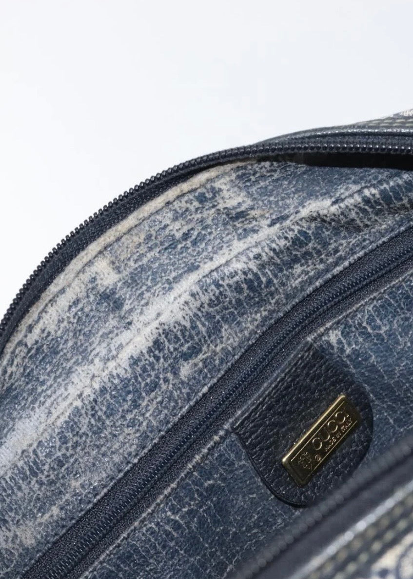 Gucci Supreme Hand Bag Navy Gold