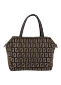 Fendi Zucchino Canvas Hand Bag Brown