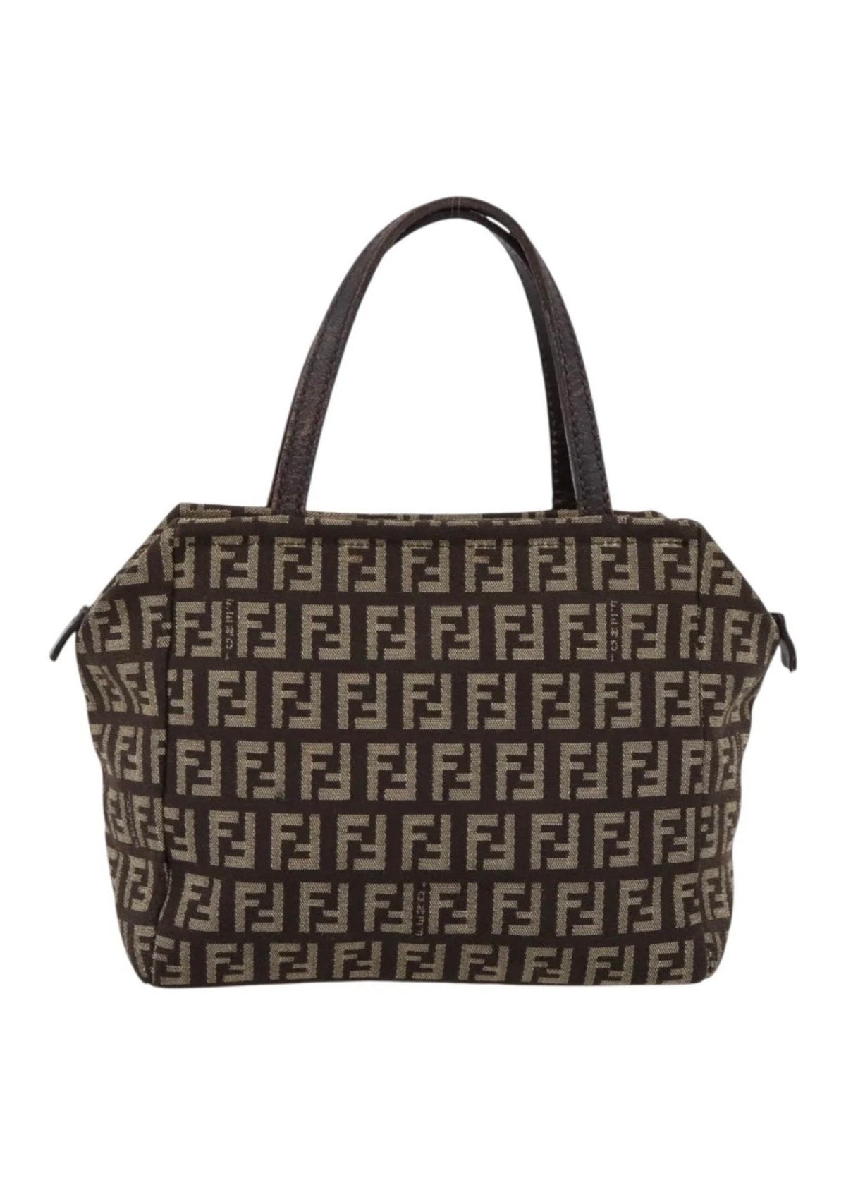 Fendi Zucchino Canvas Hand Bag Brown