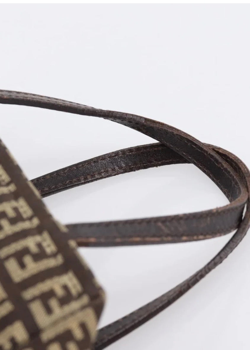 Fendi Zucchino Canvas Hand Bag Brown