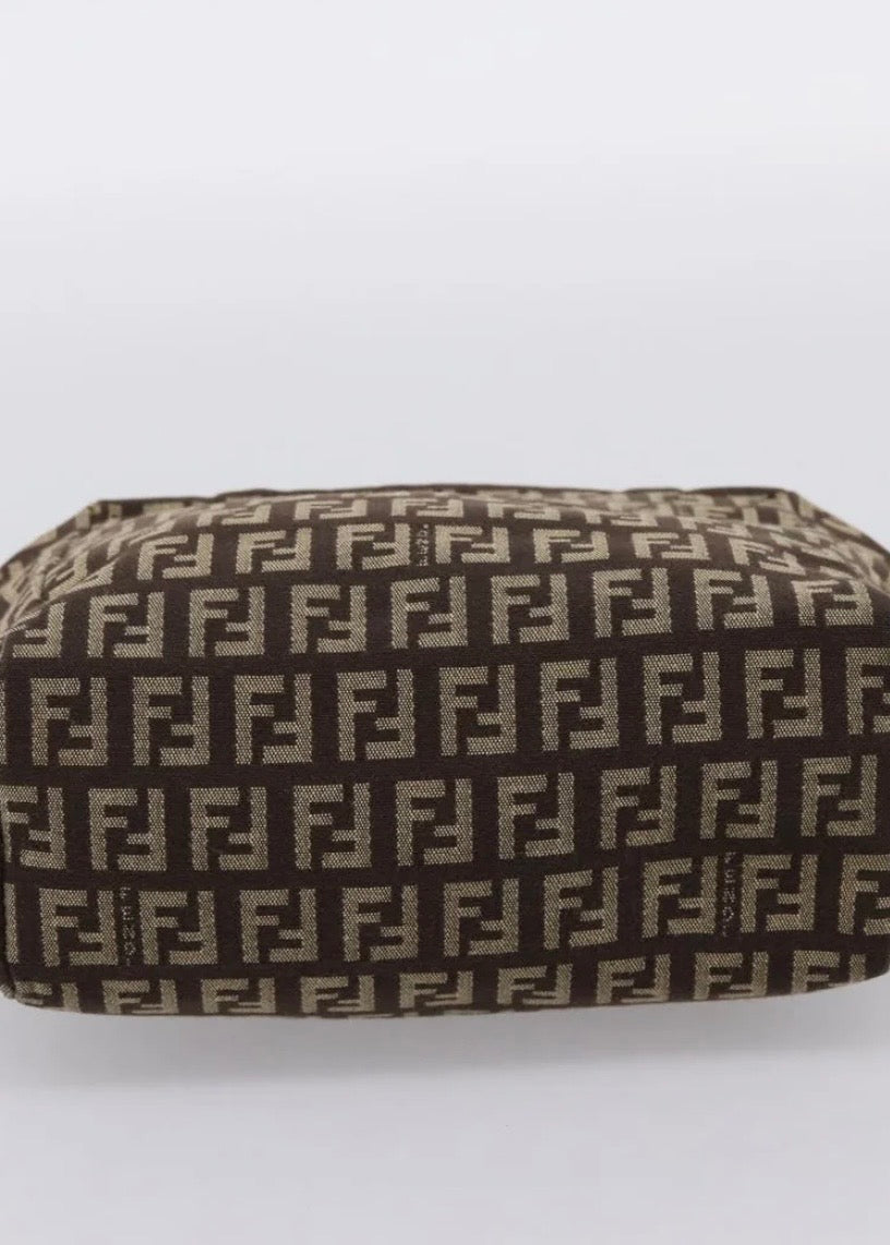 Fendi Zucchino Canvas Hand Bag Brown