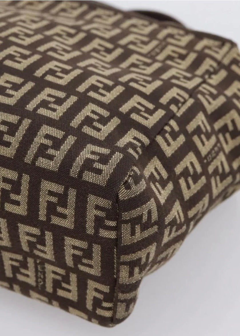 Fendi Zucchino Canvas Hand Bag Brown