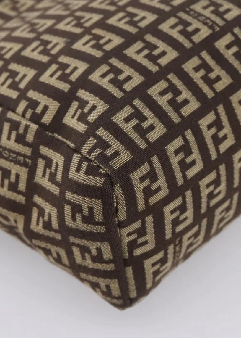 Fendi Zucchino Canvas Hand Bag Brown
