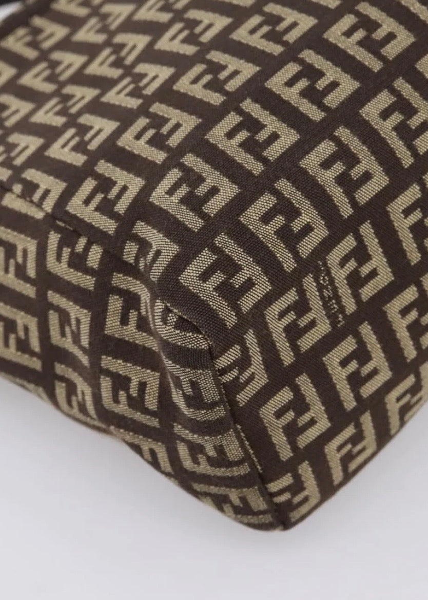 Fendi Zucchino Canvas Hand Bag Brown