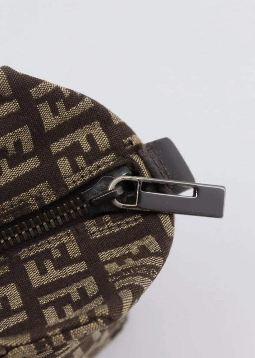 Fendi Zucchino Canvas Hand Bag Brown