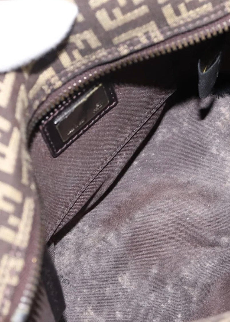 Fendi Zucchino Canvas Hand Bag Brown