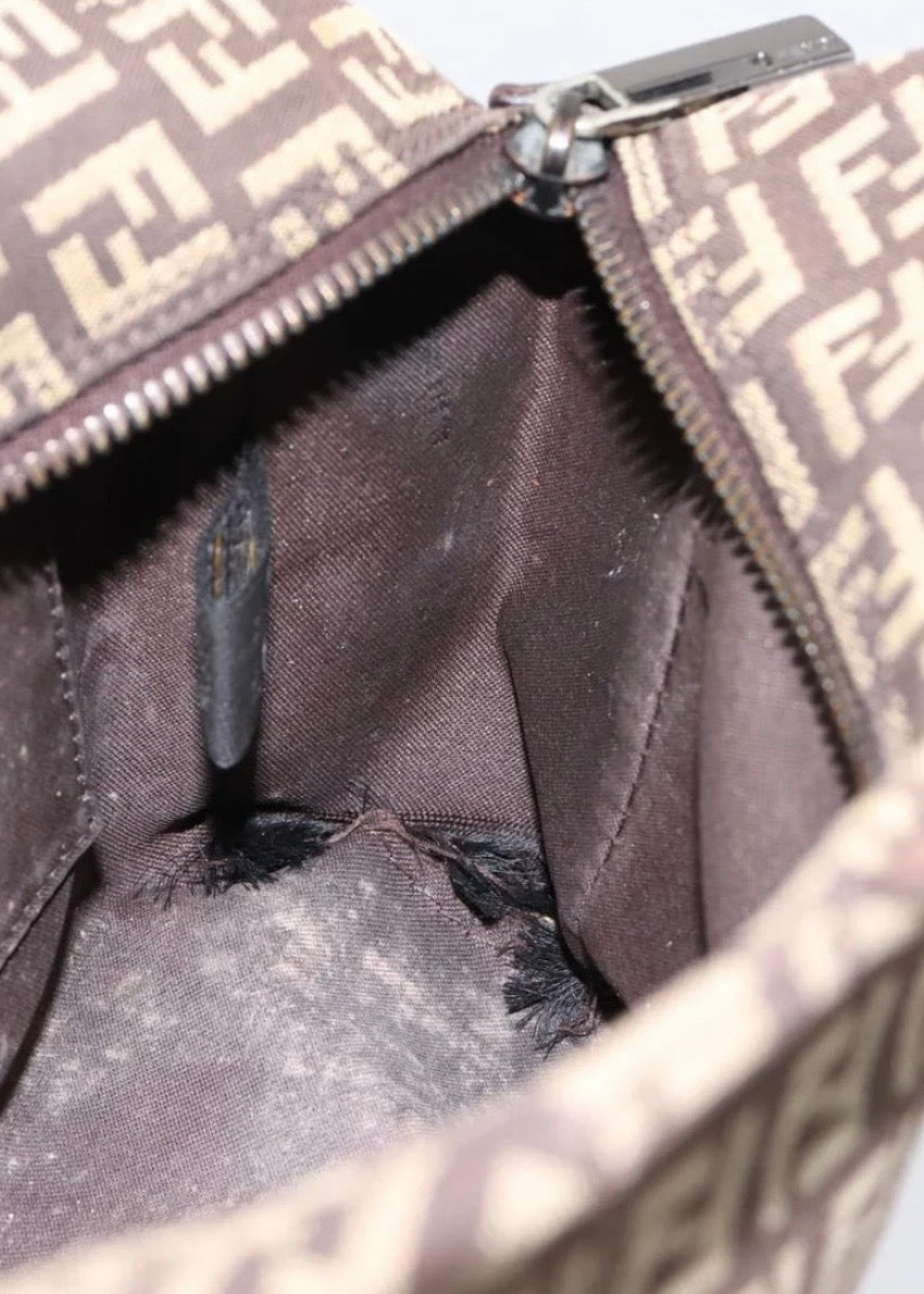Fendi Zucchino Canvas Hand Bag Brown