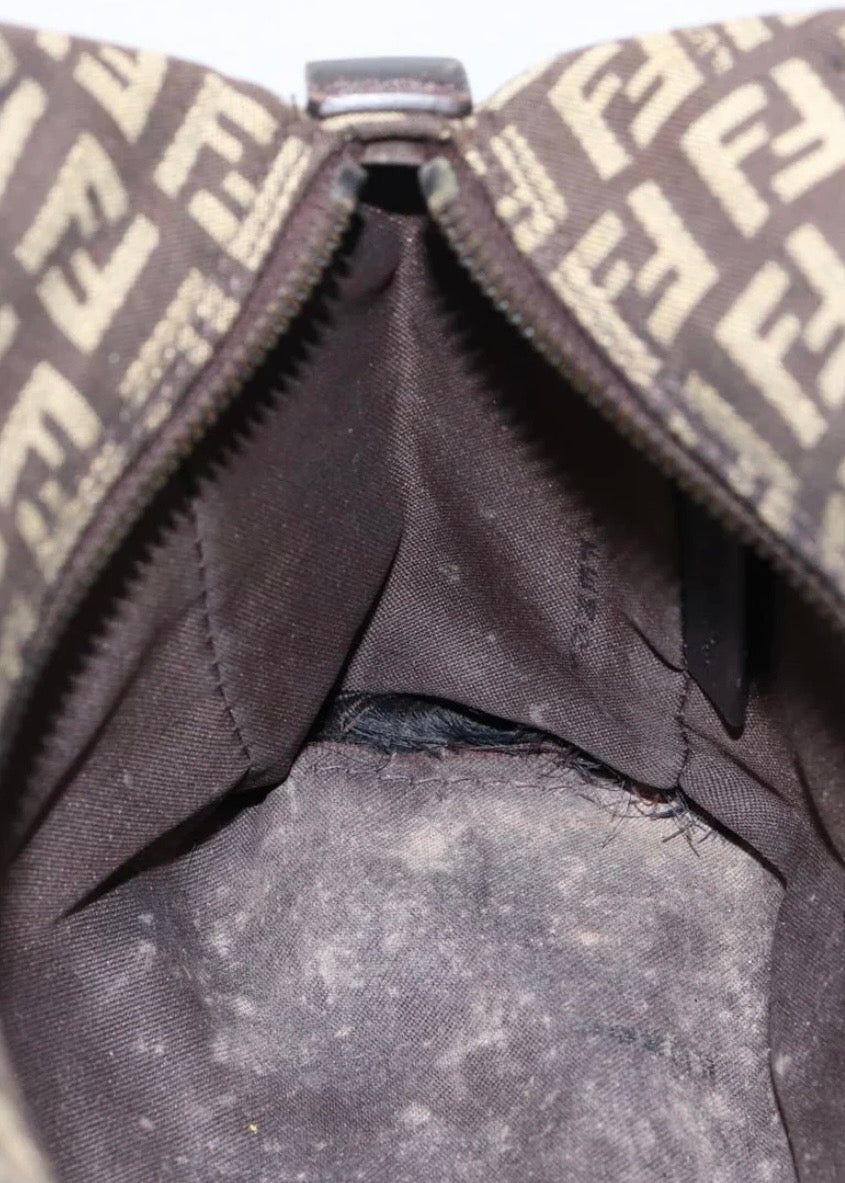 Fendi Zucchino Canvas Hand Bag Brown