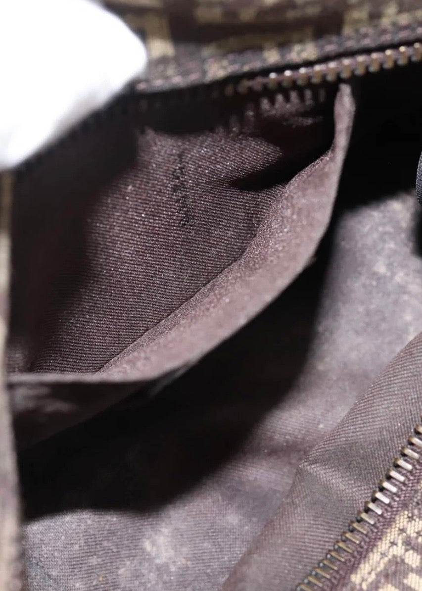 Fendi Zucchino Canvas Hand Bag Brown