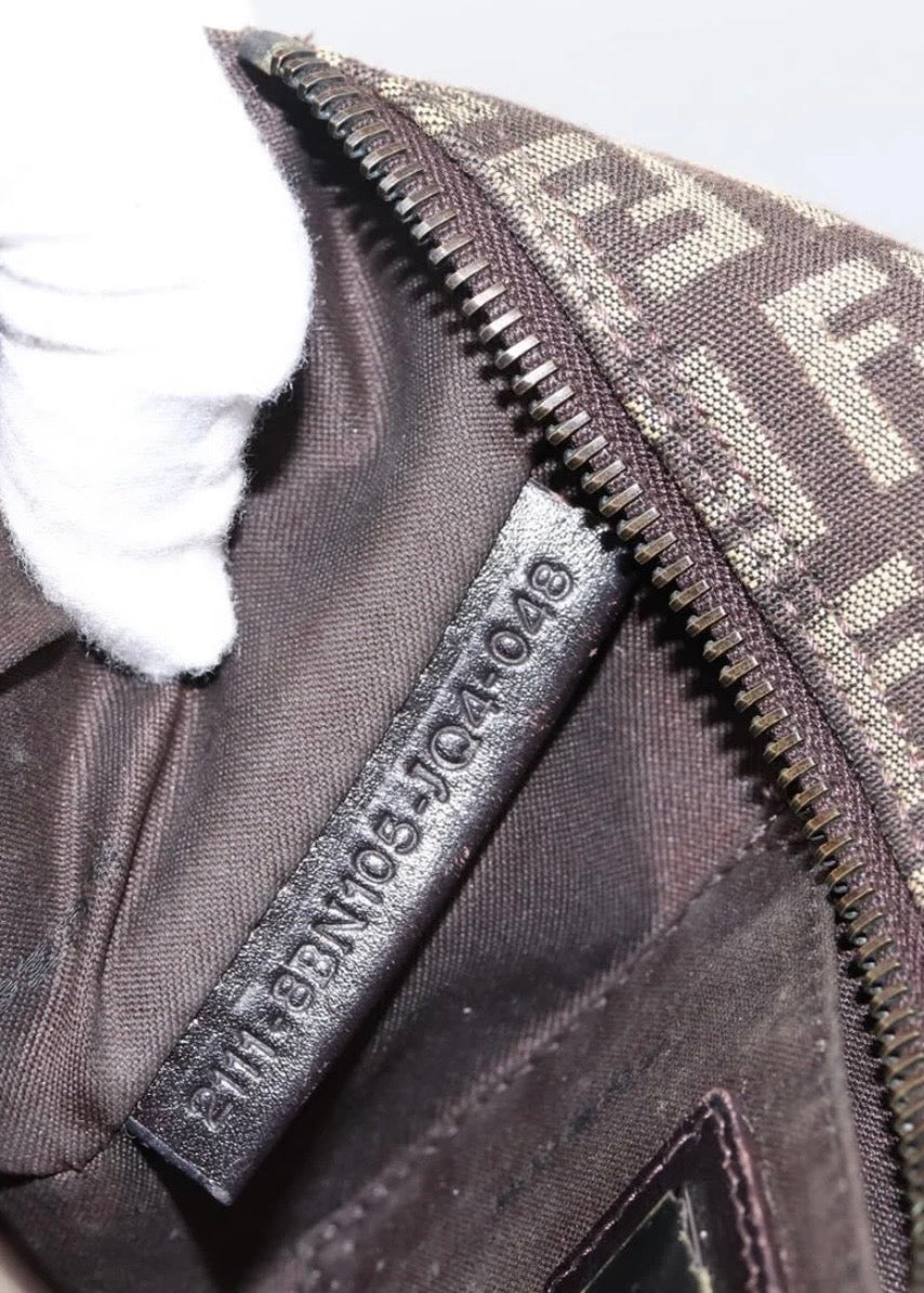 Fendi Zucchino Canvas Hand Bag Brown