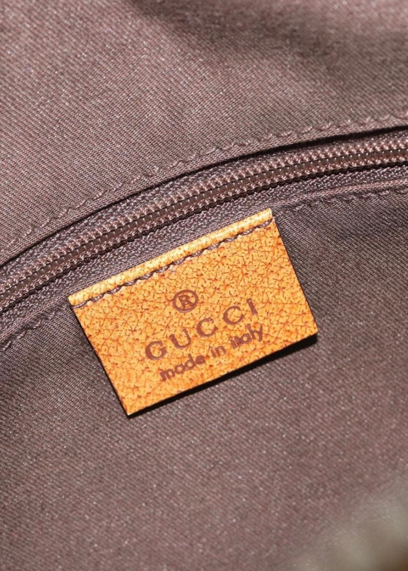 Gucci Canvas Hand Bag Beige Silver