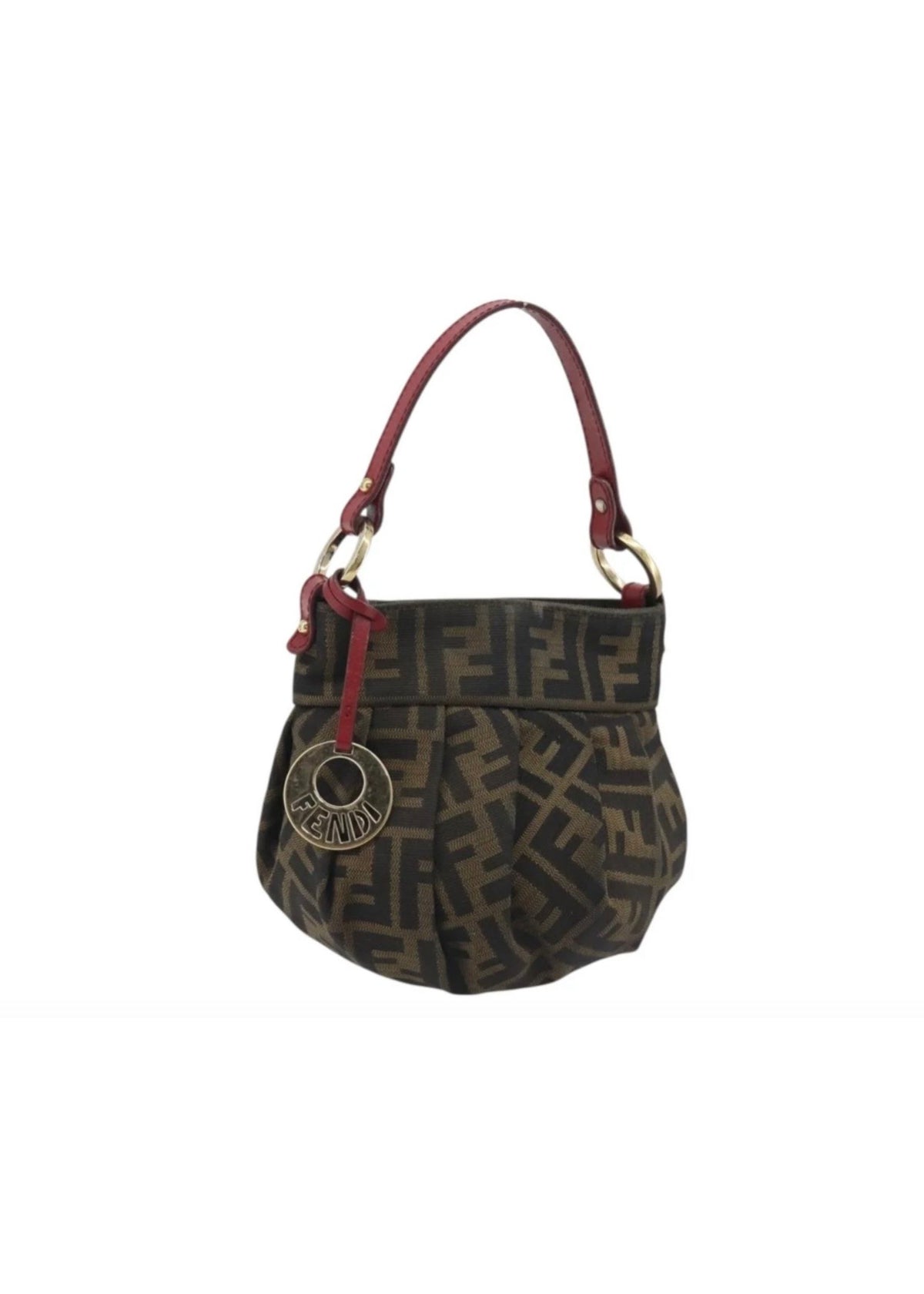 Fendi Zucca Canvas Hand Bag Brown Gold