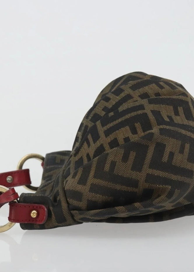 Fendi Zucca Canvas Hand Bag Brown Gold