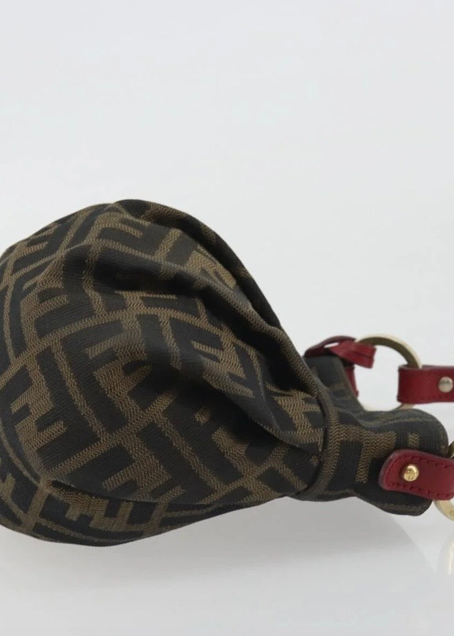 Fendi Zucca Canvas Hand Bag Brown Gold